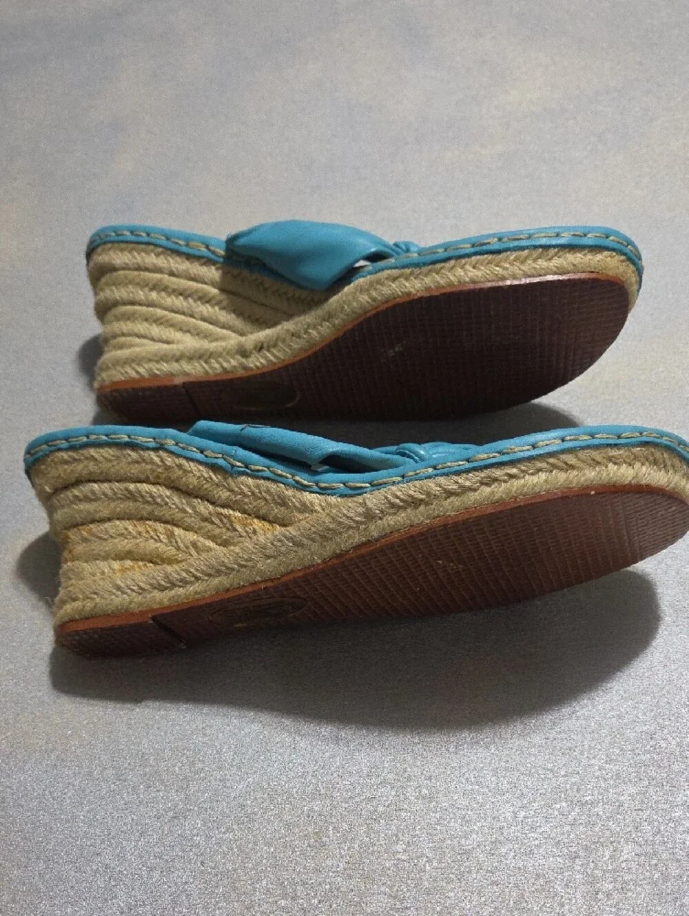Born Turquoise Knotted Leather Wedge Sandals